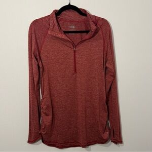 The North Face Women’s FlashDry 1/4 Zip Pullover – Red Heather, Size Large